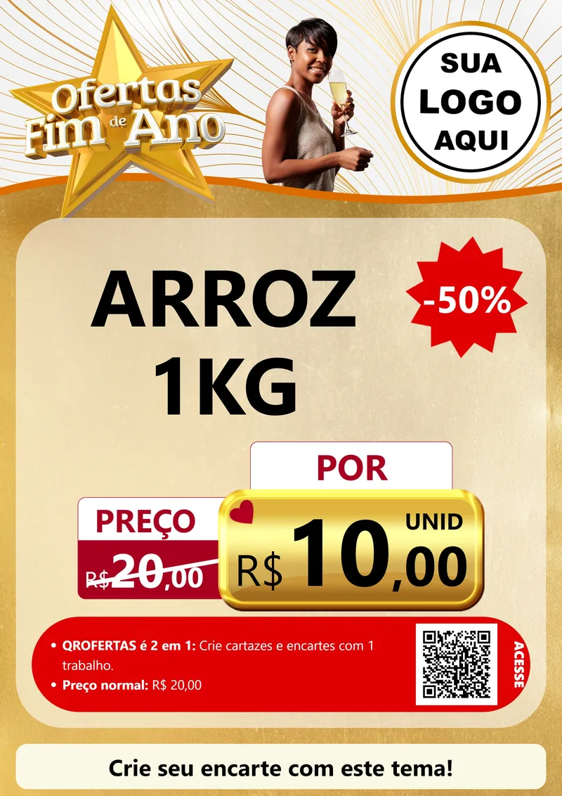 Modelo de Cartaz para Cartaz A4 Vertical com o tema Ofertas Fim de Ano para Supermercado