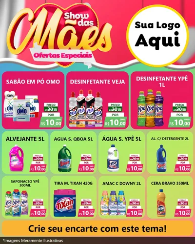 Modelo de Rede Social para Feed Instagram com o tema Show das Mães - Ofertas Especiais para Produtos de Limpeza