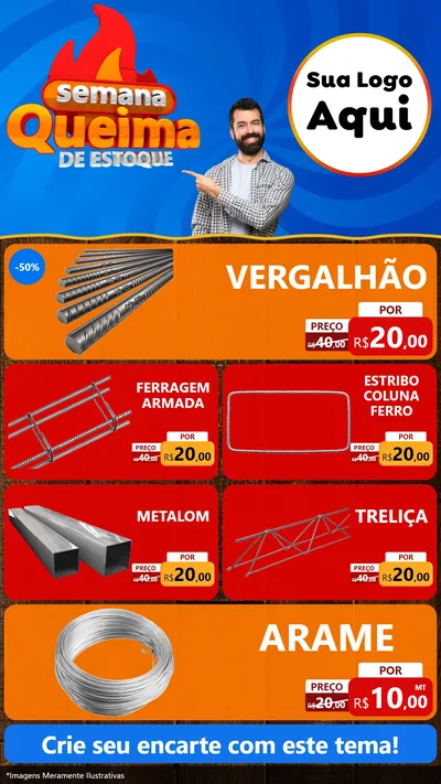 Modelo de TV para TV Vertical com o tema Semana Queima de Estoque para Ferragens