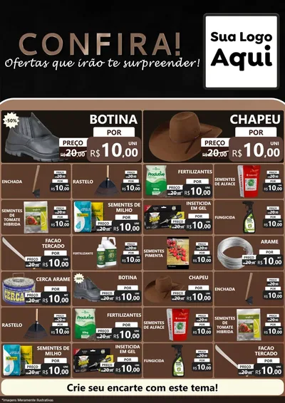 Modelo de Encarte para Encarte A4 Vertical com o tema Confira! Ofertas que irão te surpreender! para Agropecuária