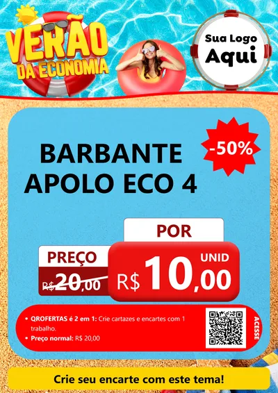 Modelo de Cartaz para Cartaz A4 Vertical com o tema Verão da Economia para Armarinho e Aviamentos