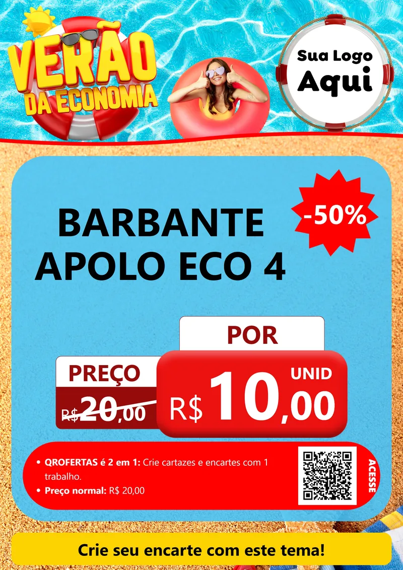 Modelo de Cartaz para Cartaz A4 Vertical com o tema Verão da Economia para Armarinho e Aviamentos