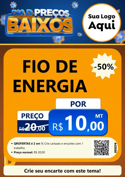 Modelo de Cartaz para Cartaz A4 Vertical com o tema Dia D Preço Baixo para Materiais Elétricos