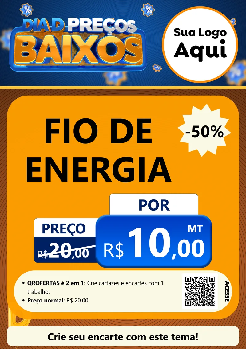 Modelo de Cartaz para Cartaz A4 Vertical com o tema Dia D Preço Baixo para Materiais Elétricos
