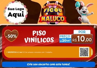 Modelo de Cartaz para Cartaz A4 Horizontal com o tema O Coelho Ficou Maluco - Páscoa para Material para Construção