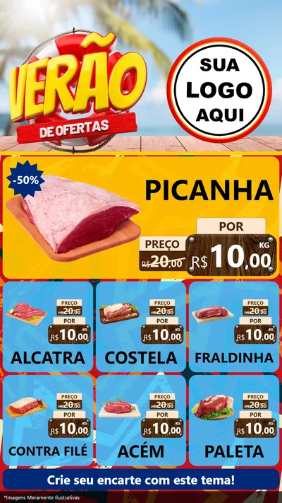 Modelo de Rede Social para Stories com o tema Verão de Ofertas para Açougue