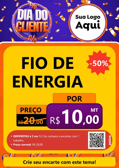Modelo de Cartaz para Cartaz A4 Vertical com o tema Dia do Cliente para Materiais Elétricos