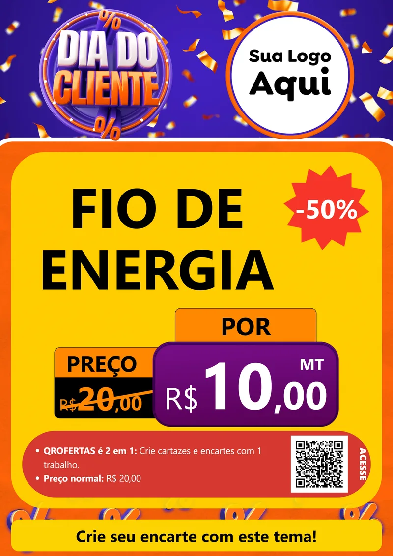 Modelo de Cartaz para Cartaz A4 Vertical com o tema Dia do Cliente para Materiais Elétricos