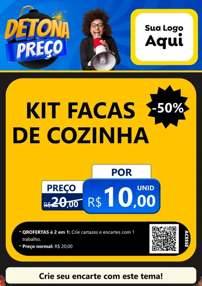 Modelo de Cartaz para Cartaz A4 Vertical com o tema Detona Preços para Utilidades Domésticas