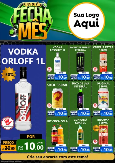 Modelo de Encarte para Encarte A4 Vertical com o tema Operação Fecha Mês para Distribuidora de bebidas