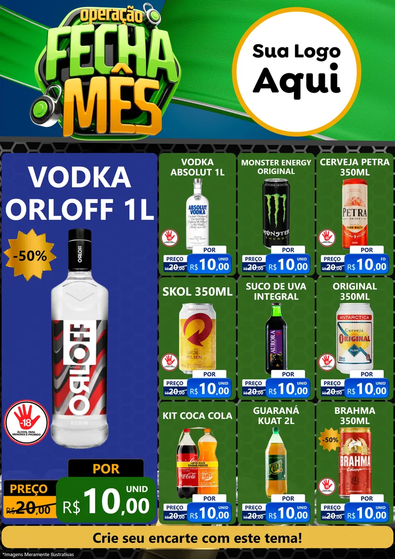 Modelo de Encarte para Encarte A4 Vertical com o tema Operação Fecha Mês para Distribuidora de bebidas
