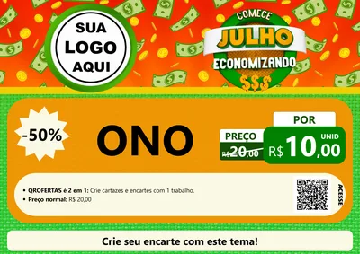 Modelo de Cartaz para Cartaz A4 Horizontal com o tema Comece Julho Economizando para Óticas