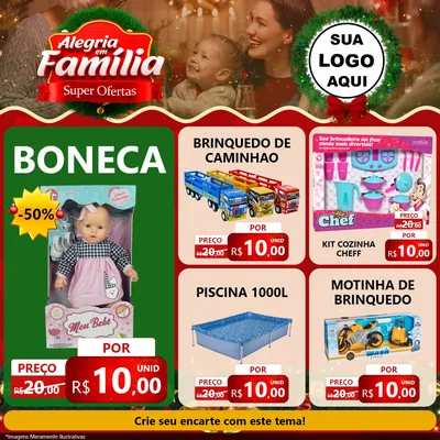 Modelo de Rede Social para Feed Facebook com o tema Alegria Em Família - Super Ofertas para Brinquedos