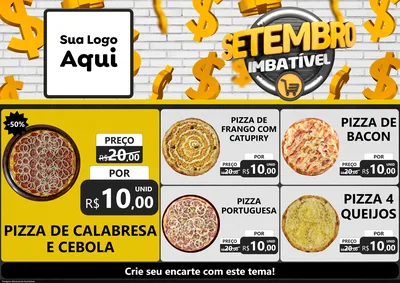 Modelo de Encarte para Encarte A4 Horizontal com o tema Setembro Imbatível para Pizzaria
