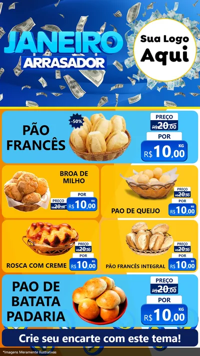Modelo de TV para TV Vertical com o tema Janeiro Arrasador para Padaria