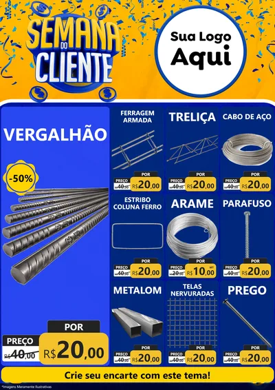 Modelo de Encarte para Encarte A4 Vertical com o tema Semana do Cliente para Ferragens