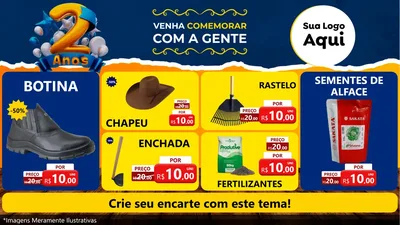 Modelo de TV para TV Horizontal com o tema Aniversário de 2 anos para Agropecuária