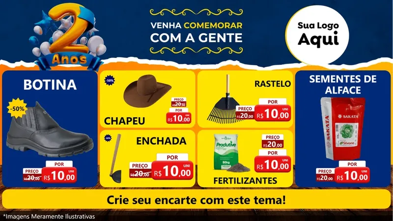 Modelo de TV para TV Horizontal com o tema Aniversário de 2 anos para Agropecuária
