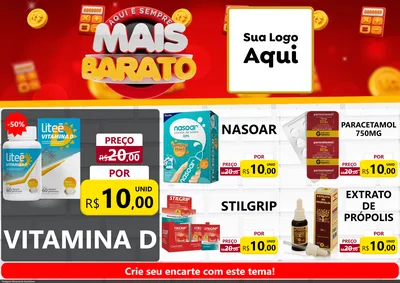 Modelo de Encarte para Encarte A4 Horizontal com o tema Mais Barato para Farmácia