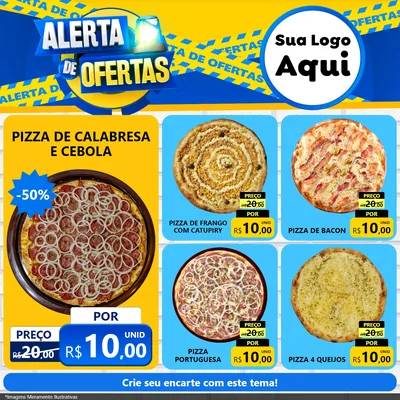 Modelo de Rede Social para Feed Facebook com o tema Alerta de Ofertas para Pizzaria