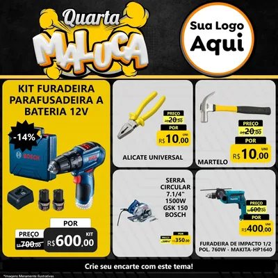 Modelo de Rede Social para Feed Facebook com o tema Quarta Maluca para Maquinas e Ferramentas