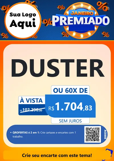 Modelo de Cartaz para Cartaz A4 Vertical com o tema Janeiro Premiado para Concessionaria de Carros