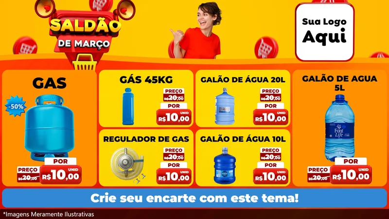 Modelo de TV para TV Horizontal com o tema Saldão de Março para Água e gás
