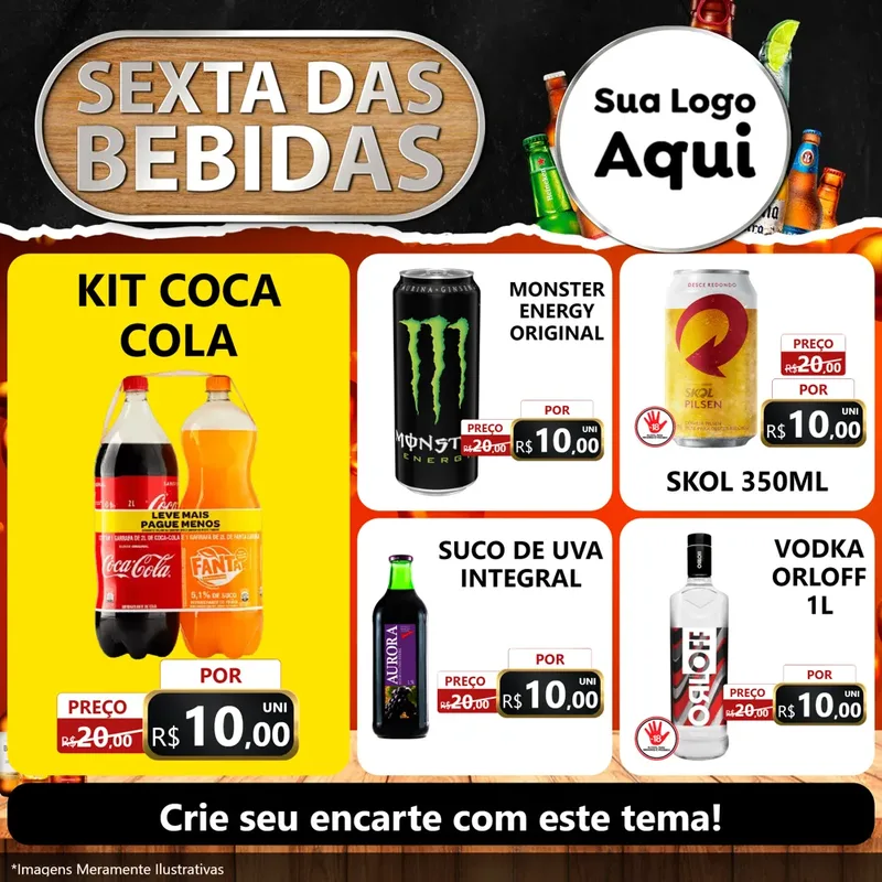 Modelo de Rede Social para Feed Facebook com o tema Sexta das Bebidas para Distribuidora de bebidas