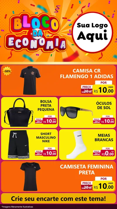 Modelo de TV para TV Vertical com o tema Bloco da Economia para Roupas e acessórios