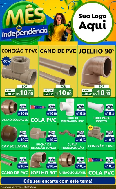 Modelo de Encarte para Encarte Grande com o tema Mês da Independência para Tubos e conexões