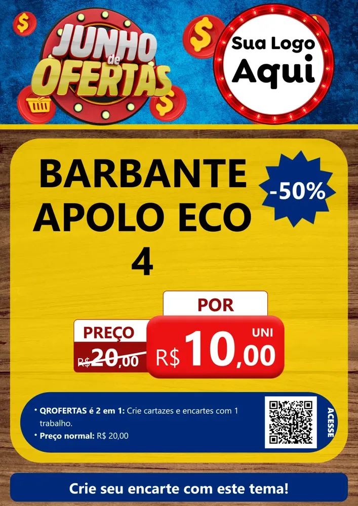 Modelo de Cartaz para Cartaz A4 Vertical com o tema Junho de Ofertas para Armarinho e Aviamentos