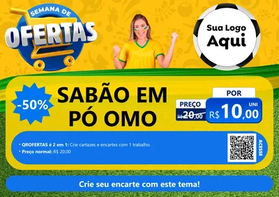 Modelo de Cartaz para Cartaz A4 Horizontal com o tema Semana de Ofertas - Copa para Produtos de Limpeza