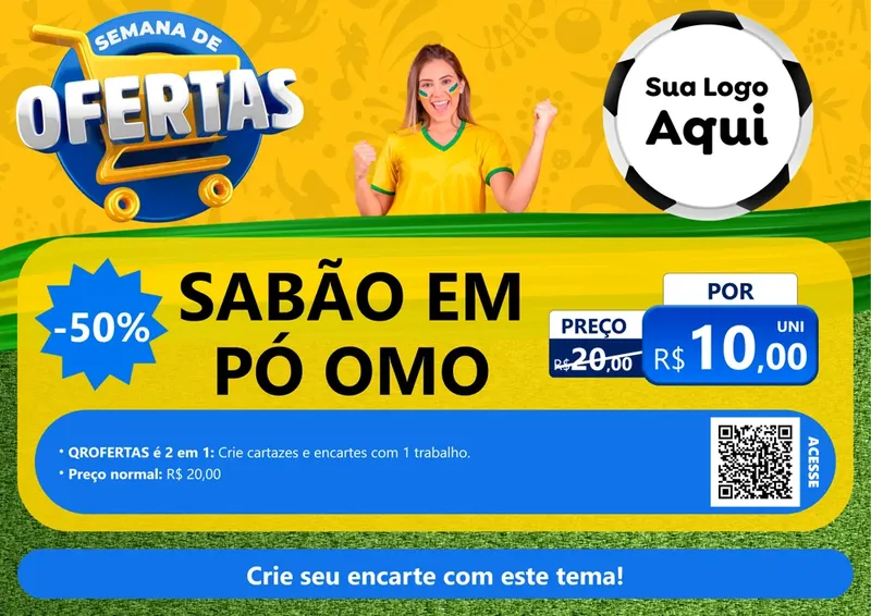 Modelo de Cartaz para Cartaz A4 Horizontal com o tema Semana de Ofertas - Copa para Produtos de Limpeza
