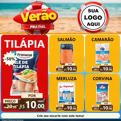 Modelo de Rede Social para Feed Facebook com o tema Verão Imbatível para Peixaria