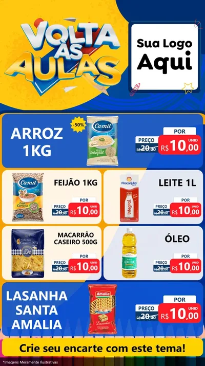 Modelo de TV para TV Vertical com o tema Volta Às Aulas para Supermercado