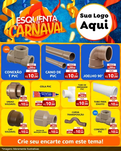 Modelo de Rede Social para Feed Instagram com o tema Esquenta de Carnaval para Tubos e conexões