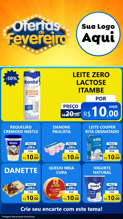 Modelo de Rede Social para Stories com o tema Ofertas de Fevereiro para Frios e Laticínios