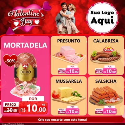 Modelo de Rede Social para Feed Facebook com o tema Valentine's Day para Frios e Laticínios
