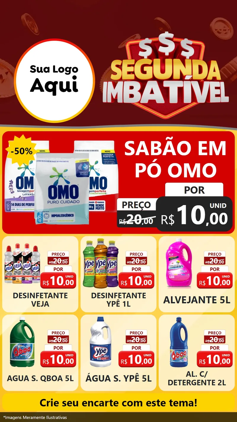 Modelo de Rede Social para Stories com o tema Segunda Imbatível para Produtos de Limpeza