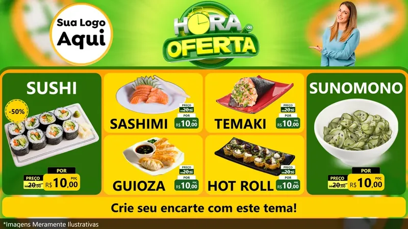Modelo de TV para TV Horizontal com o tema Hora da Oferta para Comida japonesa
