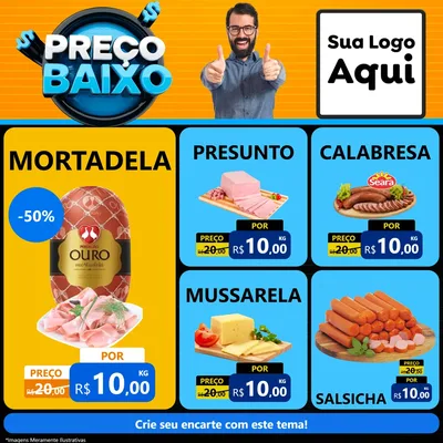 Modelo de Rede Social para Feed Facebook com o tema Preço Baixo para Frios e Laticínios
