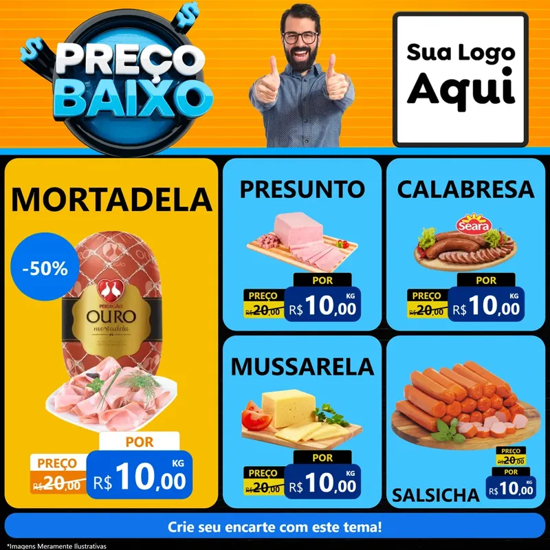 Modelo de Rede Social para Feed Facebook com o tema Preço Baixo para Frios e Laticínios