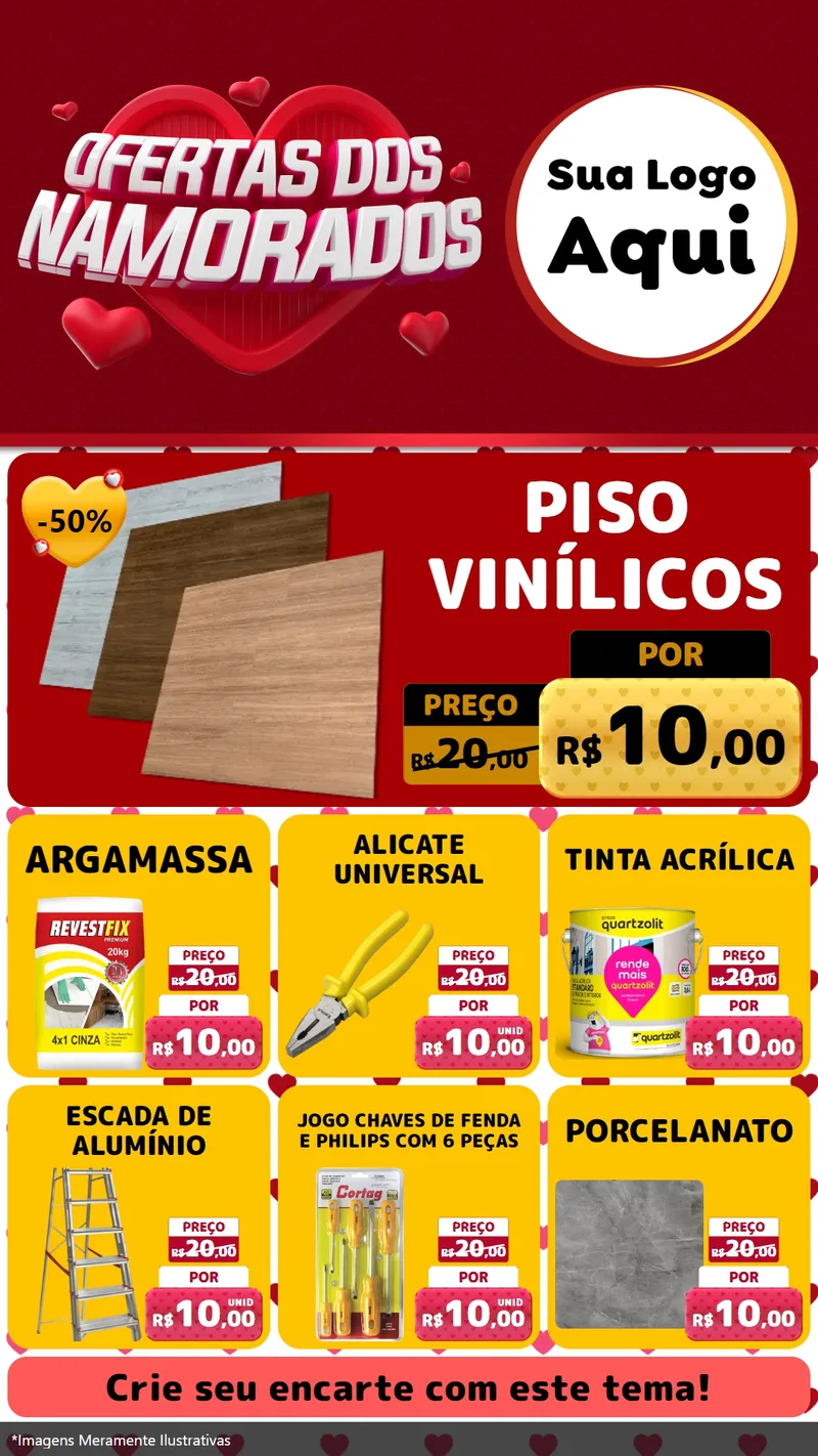 Modelo de Rede Social para Stories com o tema Ofertas Dos Namorados para Material para Construção
