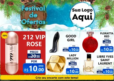 Modelo de Encarte para Encarte A4 Horizontal com o tema Festival de Ofertas - Inverno para Perfumes