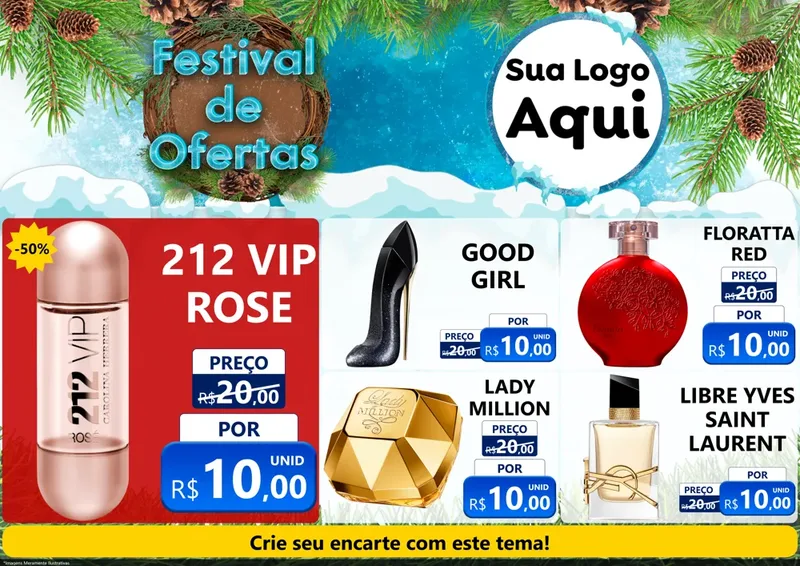 Modelo de Encarte para Encarte A4 Horizontal com o tema Festival de Ofertas - Inverno para Perfumes