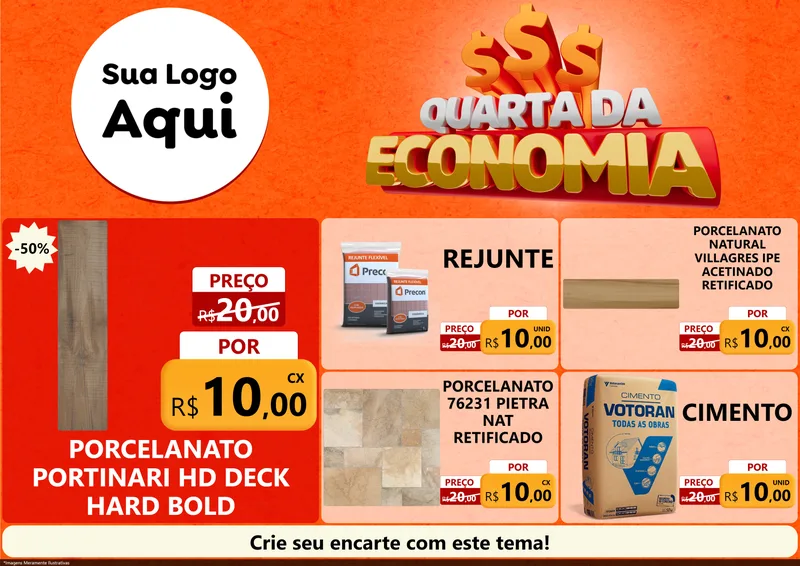 Modelo de Encarte para Encarte A4 Horizontal com o tema Quarta da Economia para Pisos e revestimentos