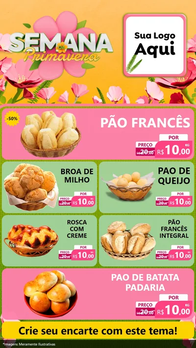Modelo de TV para TV Vertical com o tema Semana da Primavera para Padaria