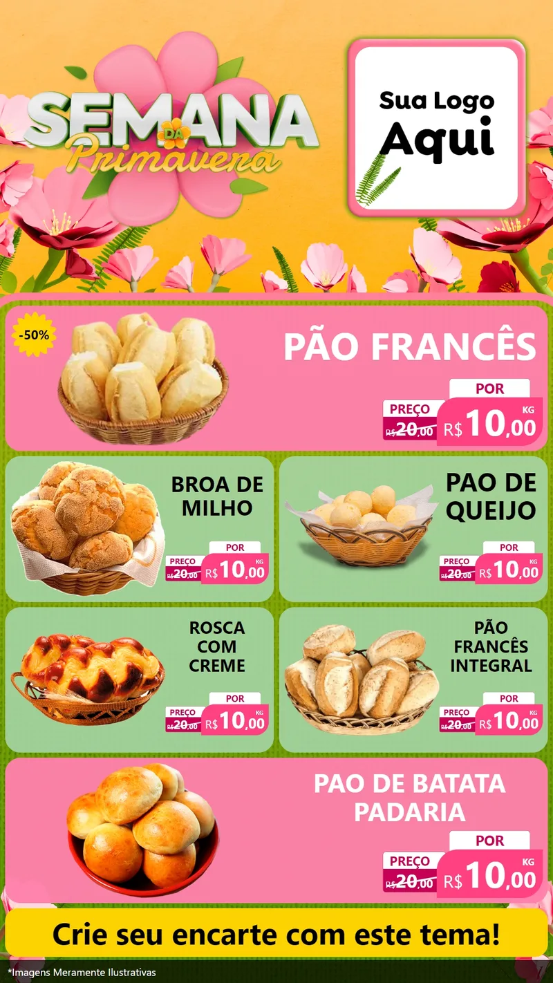 Modelo de TV para TV Vertical com o tema Semana da Primavera para Padaria