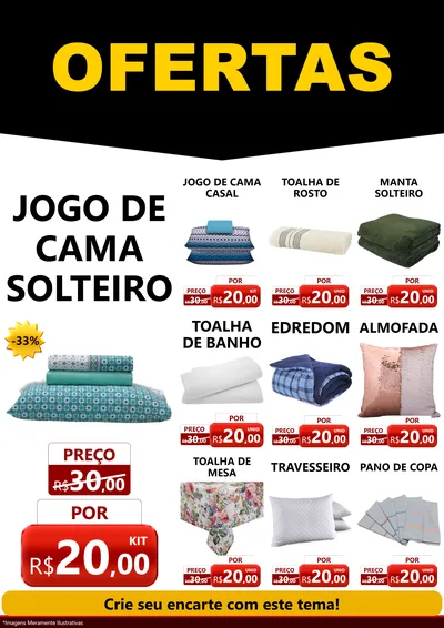 Modelo de Encarte para Encarte A4 Vertical com o tema Ofertas Preto e Vermelho Cartaz para Cama, Mesa e Banho