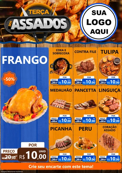 Modelo de Encarte para Encarte A4 Vertical com o tema Terça dos Assados para Assados